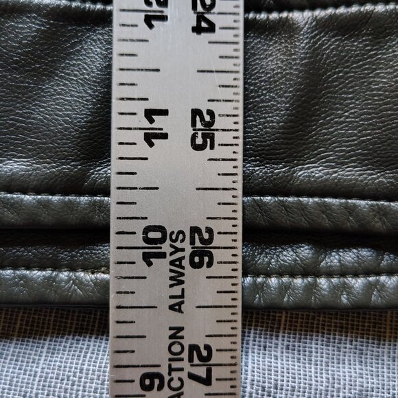 Feicui Faux Leather Biker Jacket Mens Size Medium Dark Green Moto Punk - Picture 14 of 16